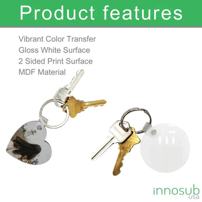 Sublimation Printing MDF Keychain Blank - 2 Sided | Custom Keychain | Sublimation Keychain | Heat Transfer Keychain by INNOSUB USA