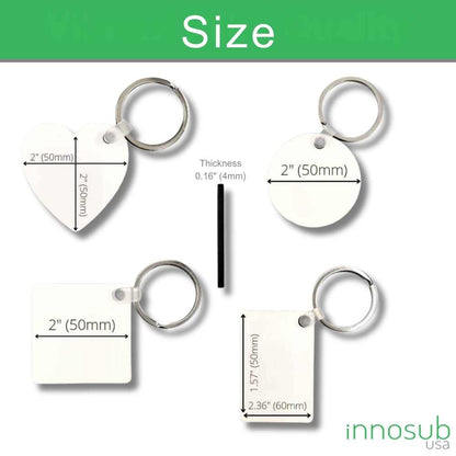 Sublimation Printing MDF Keychain Blank - 2 Sided | Custom Keychain | Sublimation Keychain | Heat Transfer Keychain by INNOSUB USA