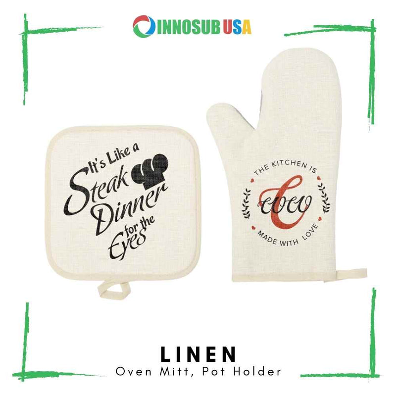 Chop It Like It's Hot Oven Mitt & Pot Holder Set, Linen Kitchen