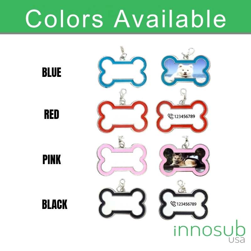 Sublimation Blank Pet Tag  Double sided -Blue/Pink/Red/Black