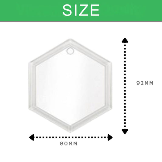 Sublimation blank single-sided hexagon frosted glass Christmas ornament with red ribbon 92x80mm
