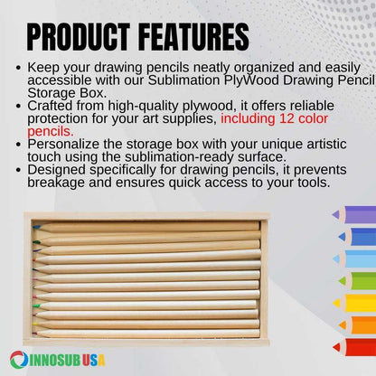 PlyWood Brush-pencil Box with 12 pcs color pencils  innosub usa california