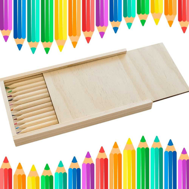 PlyWood Brush-pencil Box with 12 pcs color pencils  innosub usa DIY