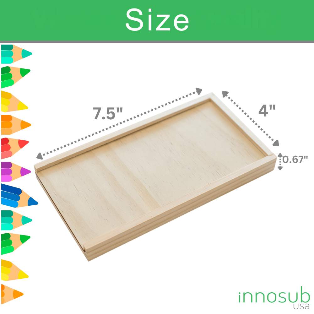 Sublimation Blanks Pencil Box with 12 pcs Color Pencils |  PlyWood Brush Set