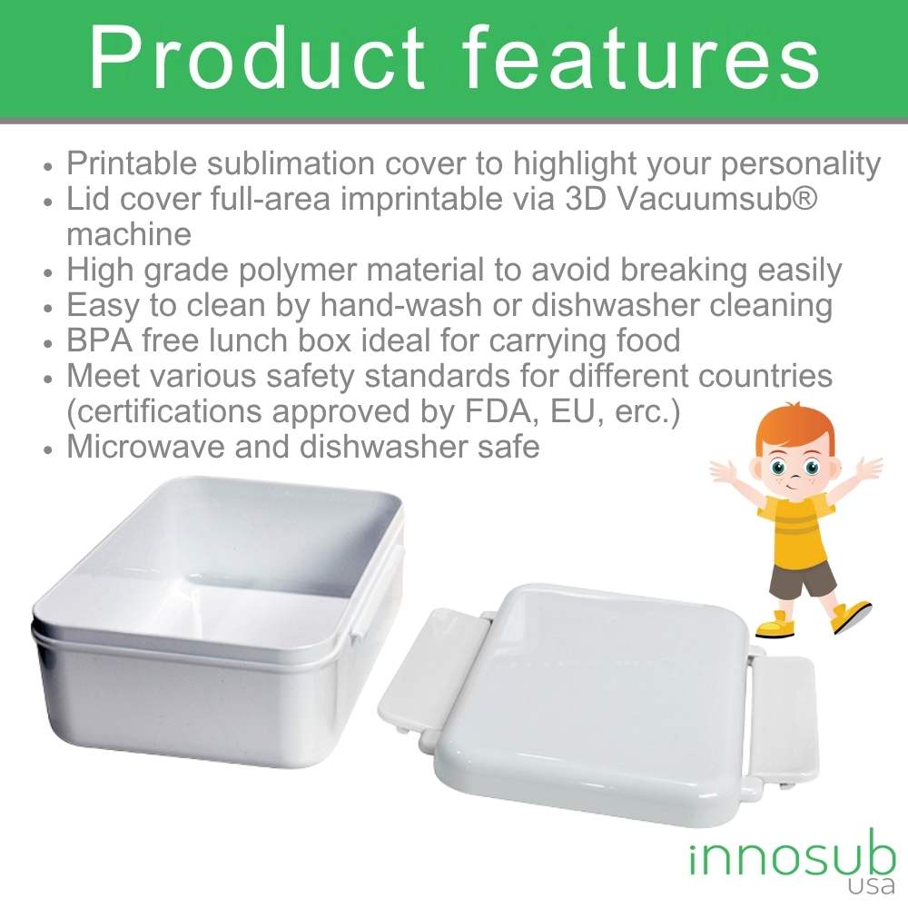 Sublimation Blanks Kids Lunch Box Polymer Double Locking (3D Sublimati ...