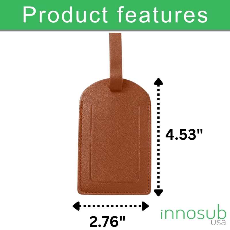 Sublimation Blanks Suitcase Travel Name Tag Blank Custom Print PU Leather  Labels Loss Prevention Luggage Tags - Brown / White