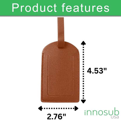 Sublimation Blanks Suitcase Travel Name Tag Blank Custom Print PU Leather  Labels Loss Prevention Luggage Tags - Brown / White
