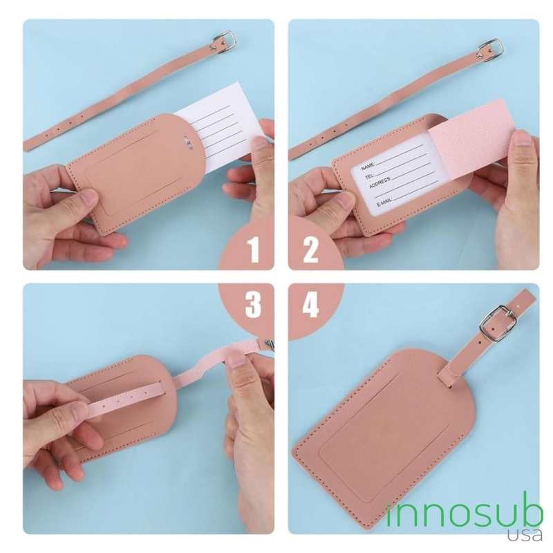 Sublimation Blanks Suitcase Travel Name Tag Blank Custom Print PU Leather  Labels Loss Prevention Luggage Tags - Brown / White