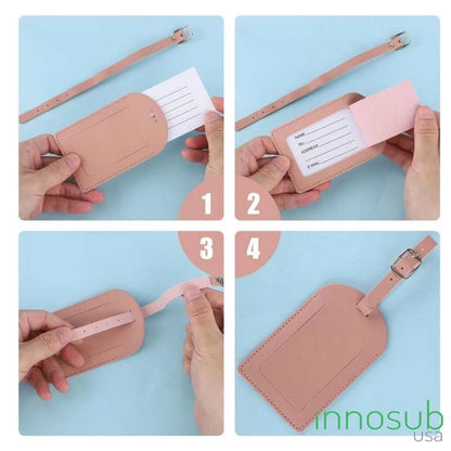 Sublimation Blanks Suitcase Travel Name Tag Blank Custom Print PU Leather  Labels Loss Prevention Luggage Tags - Brown / White