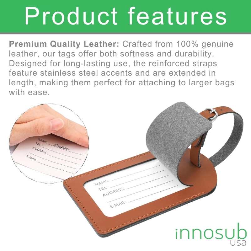 Sublimation Blanks Suitcase Travel Name Tag Blank Custom Print PU Leather  Labels Loss Prevention Luggage Tags - Brown / White