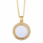 Dazzling Sublimation: Metal Rhinestone Round Necklace Pendant