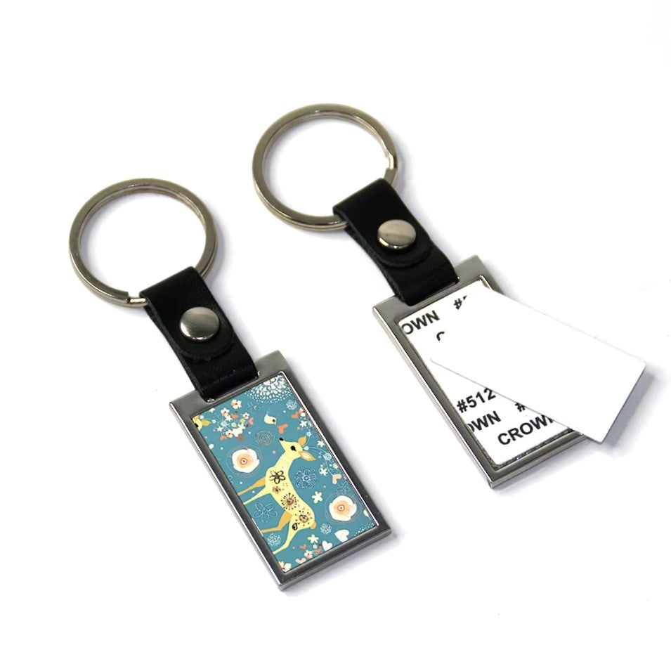 Sublimation Blanks Elegant Keychain with Aluminum Insert Chain |Leather |by INNOSUB USA