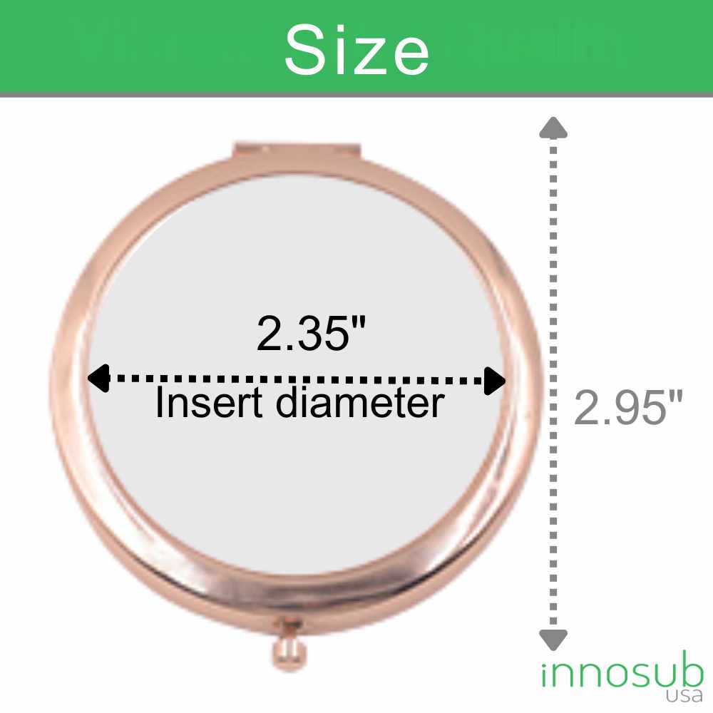 Sublimation Blanks Compact Pocket Mirror - Round – Gold /Rose Gold / Silver/ Black