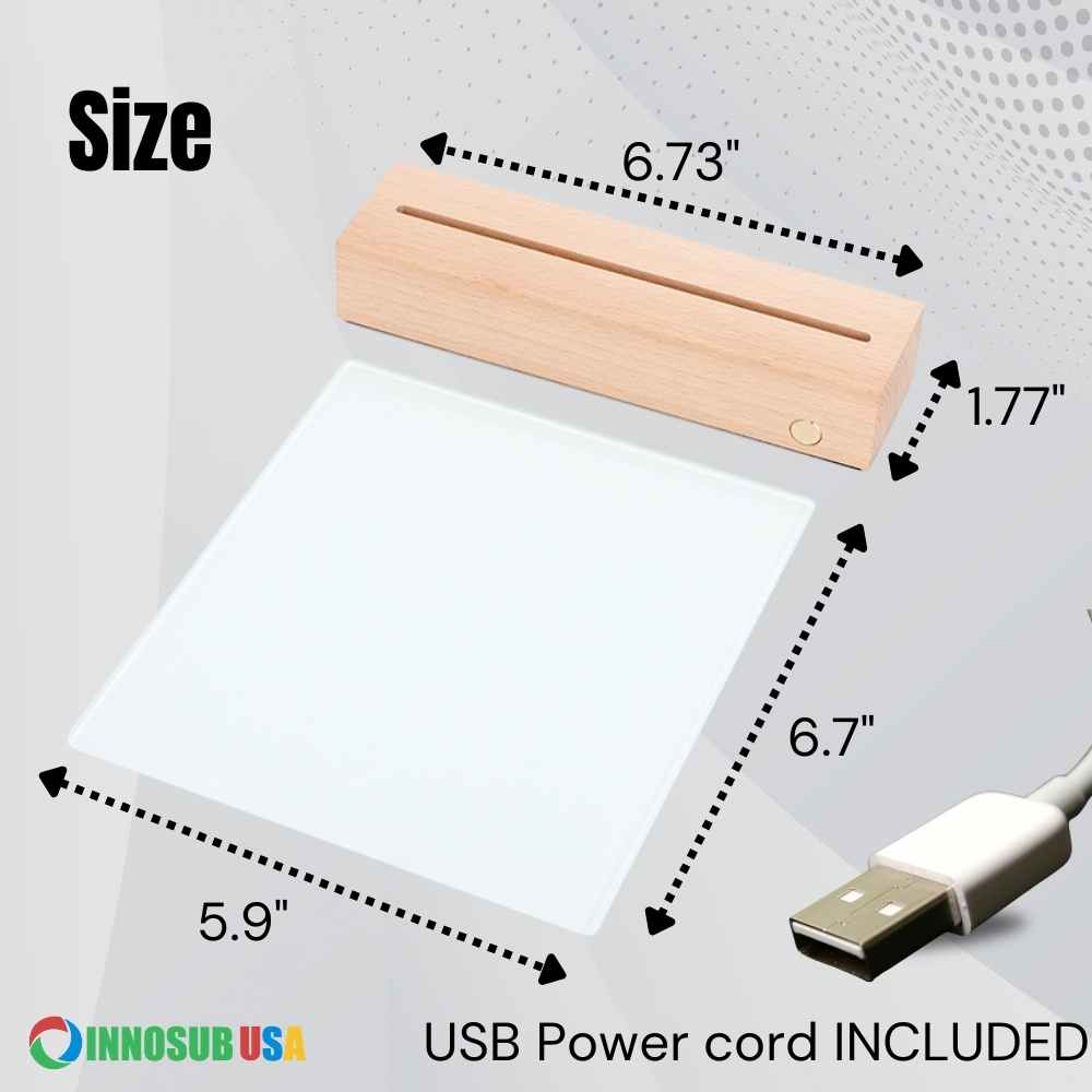 SUBLIMATION BLANKS INNOSUB USA Glass Photo LED Panels with Wood Base Photo Frame Crafting