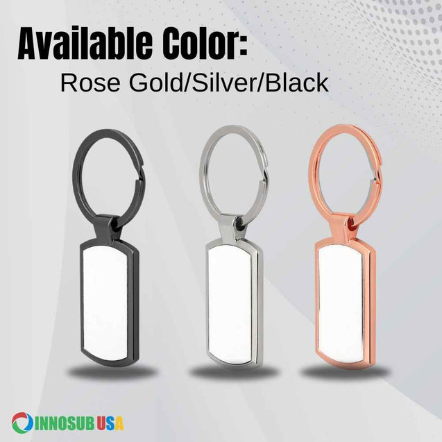 SUBLIMATION BLANKS INNOSUB USA  Oblong Keychain – Rose Gold_Silver_Black Metal Round Key Rings Art