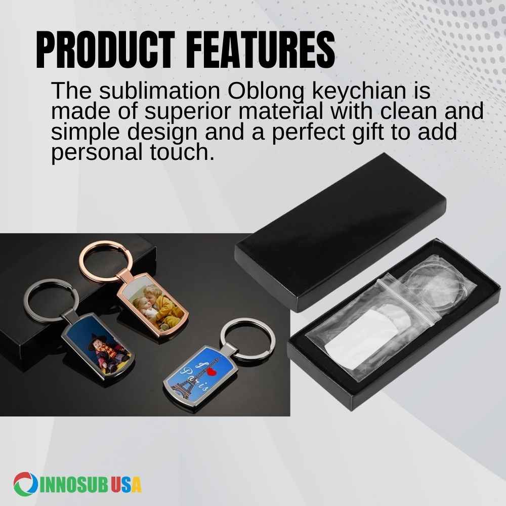 SUBLIMATION BLANKS INNOSUB USA  Oblong Keychain – Rose Gold_Silver_Black eHeat Press Rectangle Art Supply