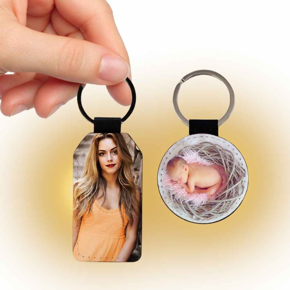 SUBLIMATION BLANKS INNOSUB USA  PU Leather Sublimation Keychain – Round/Rectangle DIY