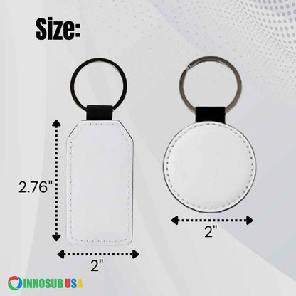 SUBLIMATION BLANKS INNOSUB USA  PU Leather Sublimation Keychain – Round/Rectangle Double sided Art Craft