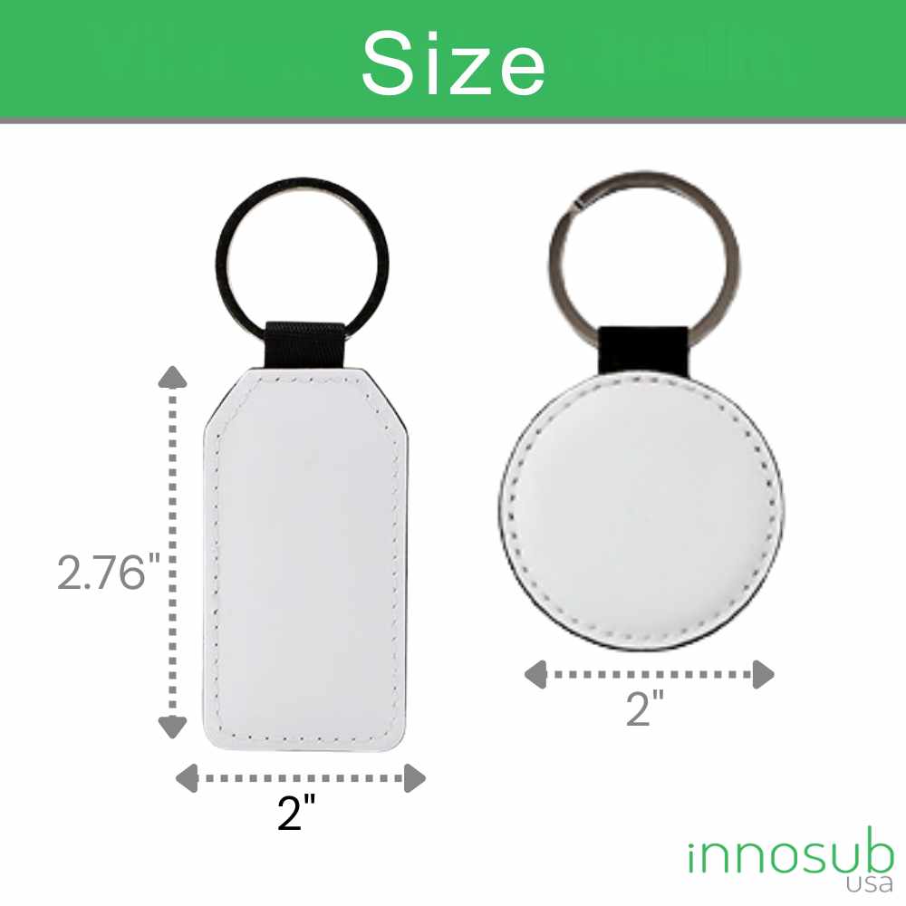 Sublimation Blanks PU Leather Keychain – Round/Rectangle / Heart Shape by INNOSUB USA