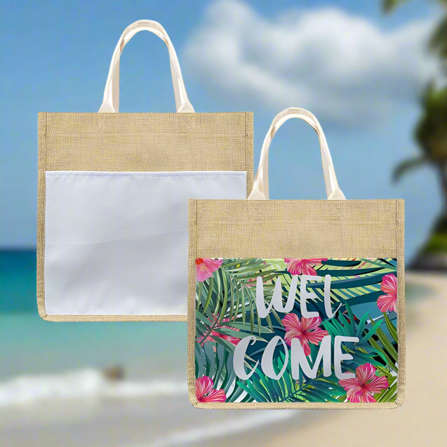 Sublimation Blank Linen Tote Bag with Pocket - in 3 Sizes