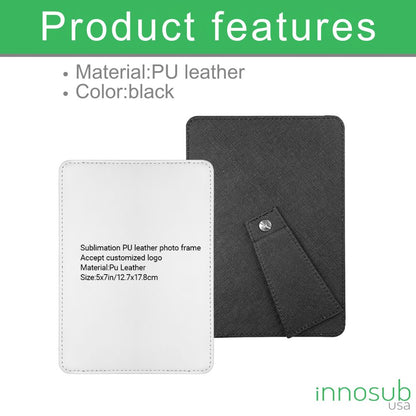 Sublimation Blanks Pu Leather Photo Frame 5x7" with Stand - Frame Collage Display