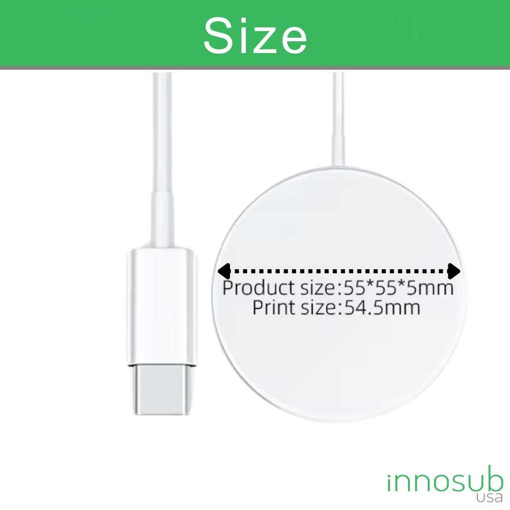 Sublimation Blanks Magnetic Wireless Charger 15W Fast charging - With LED - Black/White