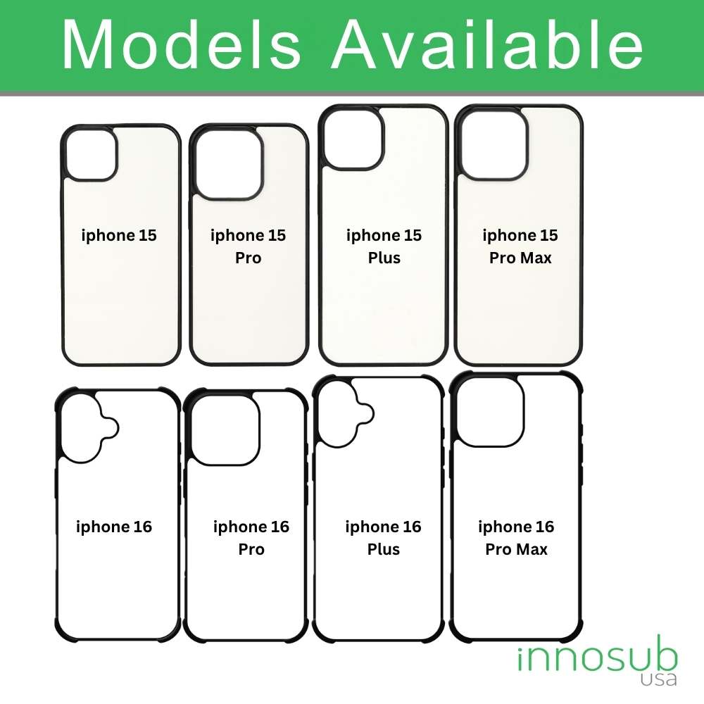 Sublimation Blanks 2D Bumper Anti-Shock Case for iPhone 15/16 Series - With White Glossy Aluminum Insert