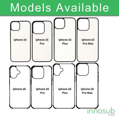 Sublimation Blanks 2D Bumper Anti-Shock Case for iPhone 15/16 Series - With White Glossy Aluminum Insert