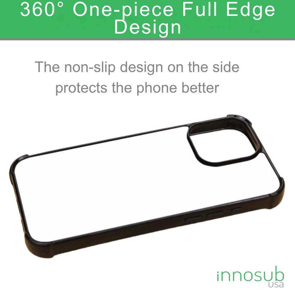 Sublimation Blanks 2D Bumper Anti-Shock Case for iPhone 15/16 Series - With White Glossy Aluminum Insert