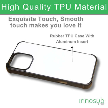 Sublimation Blanks 2D Bumper Anti-Shock Case for iPhone 15/16 Series - With White Glossy Aluminum Insert