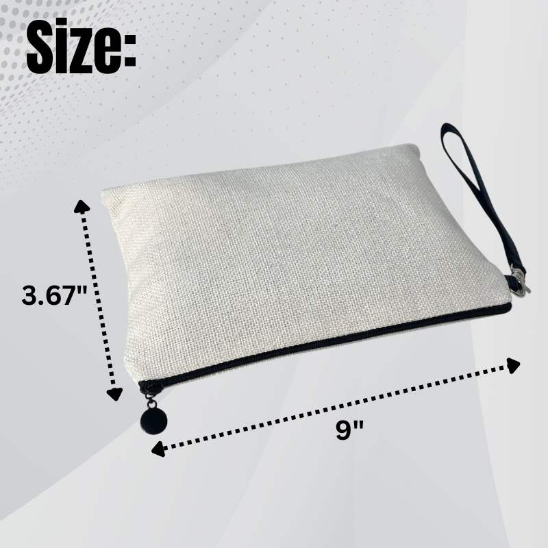 Sublimation Blanks Linen Cosmetic Bag With Zipper Wristlet diy