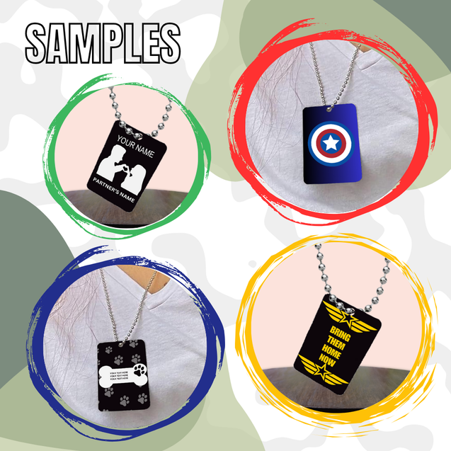 Sublimation Blanks Military ID Tag - SILVER - 1 Side Print + Chain 28 inch