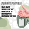 Sublimation Blanks Military ID Tag - SILVER - 1 Side Print + Chain 28 inch