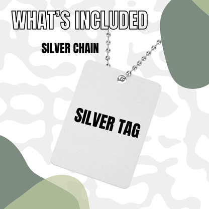 Sublimation Blanks Military ID Tag - SILVER - 1 Side Print + Chain 28 inch