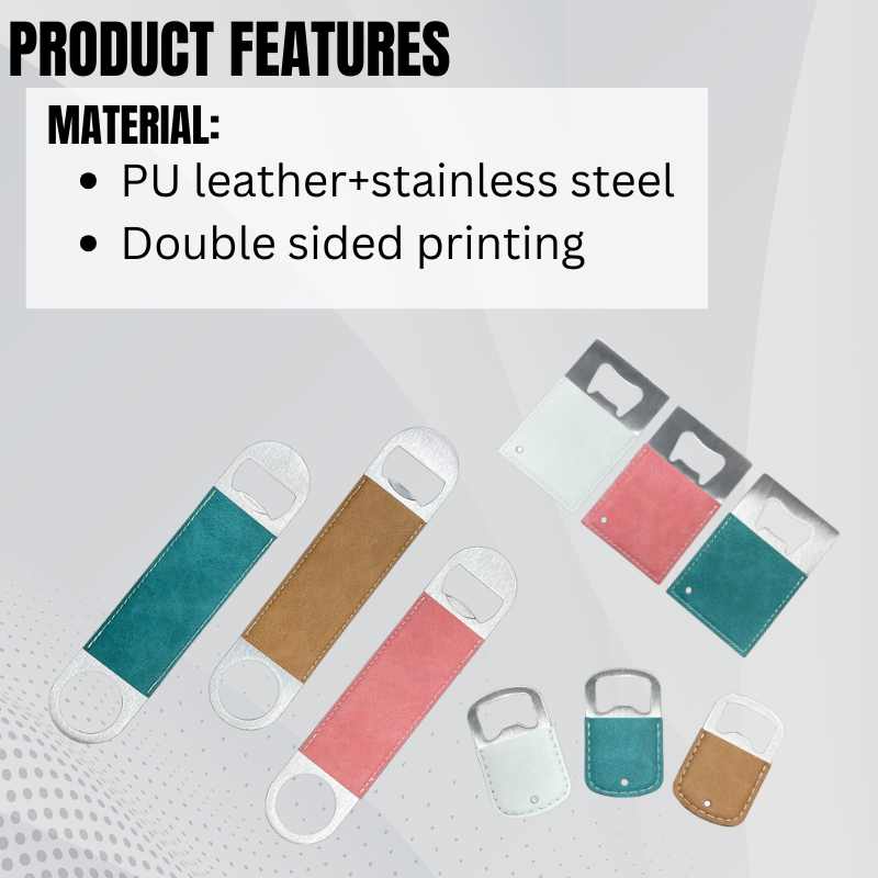 Sublimation Blanks Pu Bottle opener Square/Long/Round - Green -Pink- Brown Sublimation