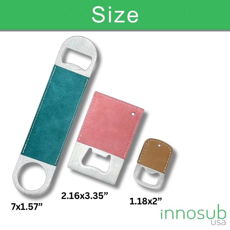 Sublimation Blanks Pu Bottle Opener Square/Long/Round - Green -Pink- Brown