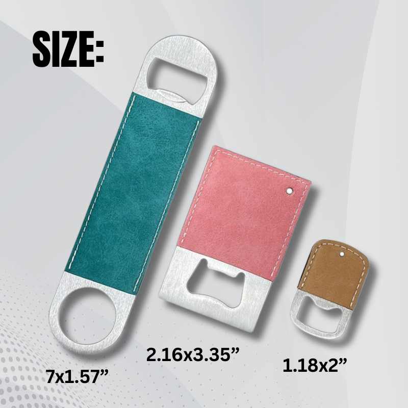 Sublimation Blanks Pu Bottle opener Square/Long/Round - Green -Pink- Brown  Cricut