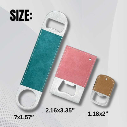 Sublimation Blanks Pu Bottle opener Square/Long/Round - Green -Pink- Brown  Cricut