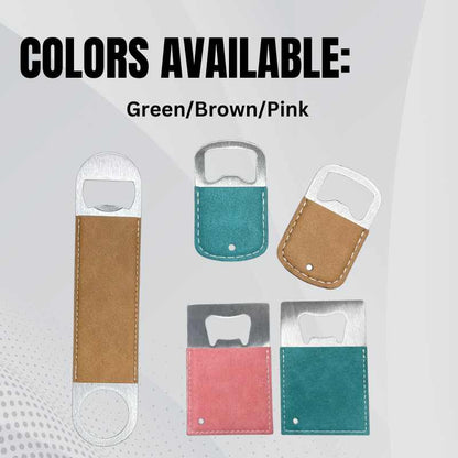 Sublimation Blanks Pu Bottle opner Square_Long_Round - Green -Pink- Brown Sublimation