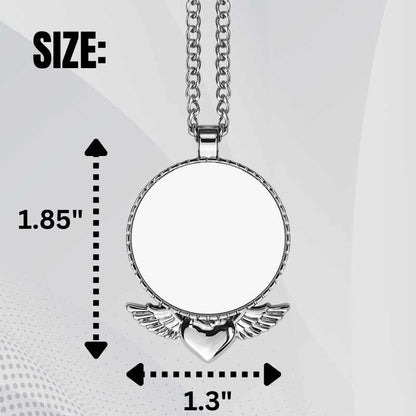 Sublimation Photo Round Necklace Blanks with Wings Below Pendant Ornament Craft Supply