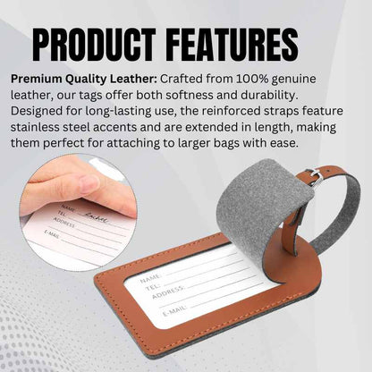 Sublimation Travel Name Tag Blank Custom Print PU Leather Glitter Back Labels Loss Prevention Luggage Tags - Brown / White Craft Supplies