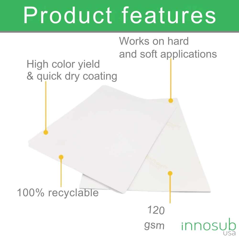 OEM Texprint Sublimation Paper 8.5x11 for Ricoh Printers | 120 Gsm | Dye Sublimation Transfer Dt Heavy Paper (Pack of 110 Sheets) Comes with Innosub Heat Tape Resistant, sublimation paper for epson