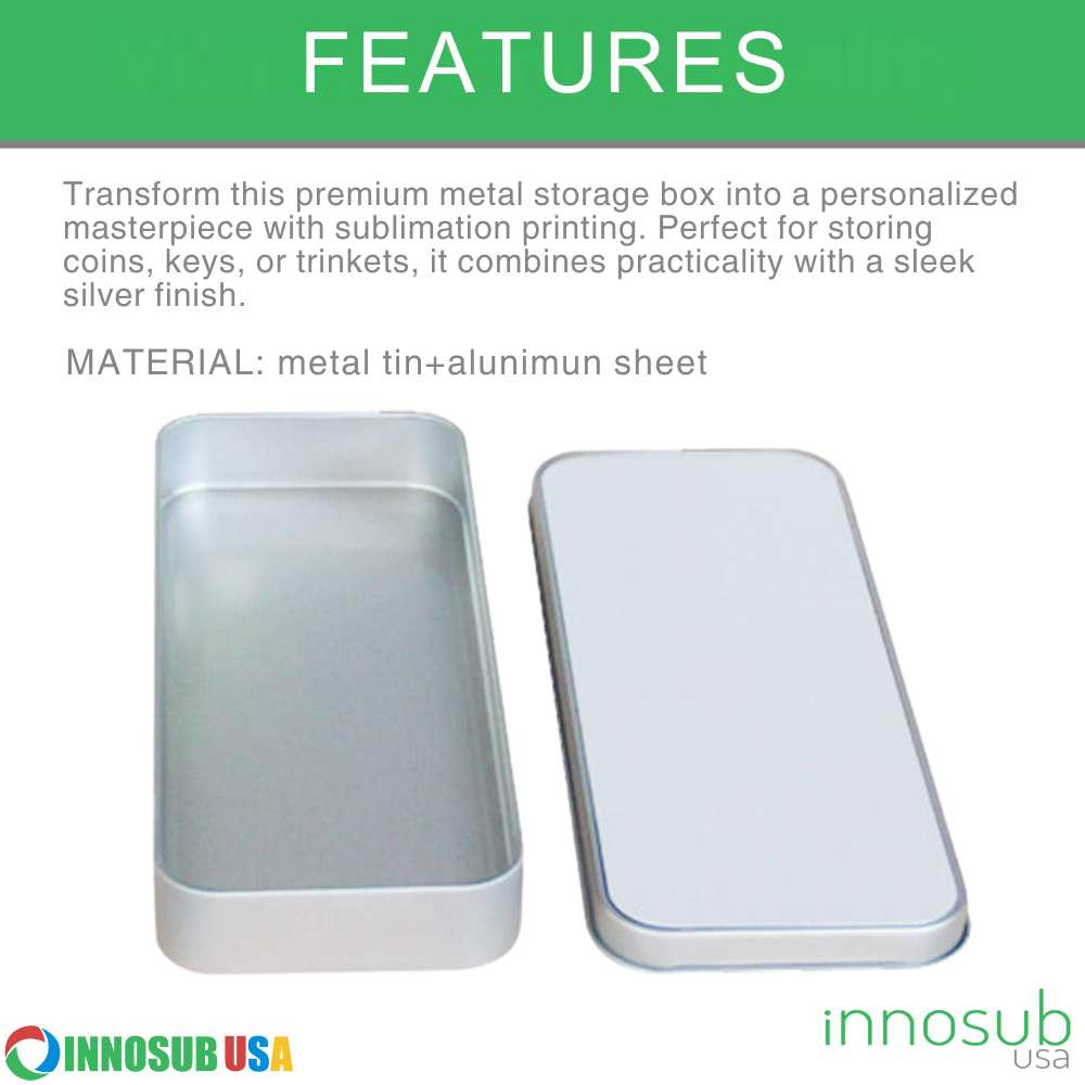 Sublimation Blanks Tin Box Rectangular Shaped Printing Gift Metal Boxes Pencil Case