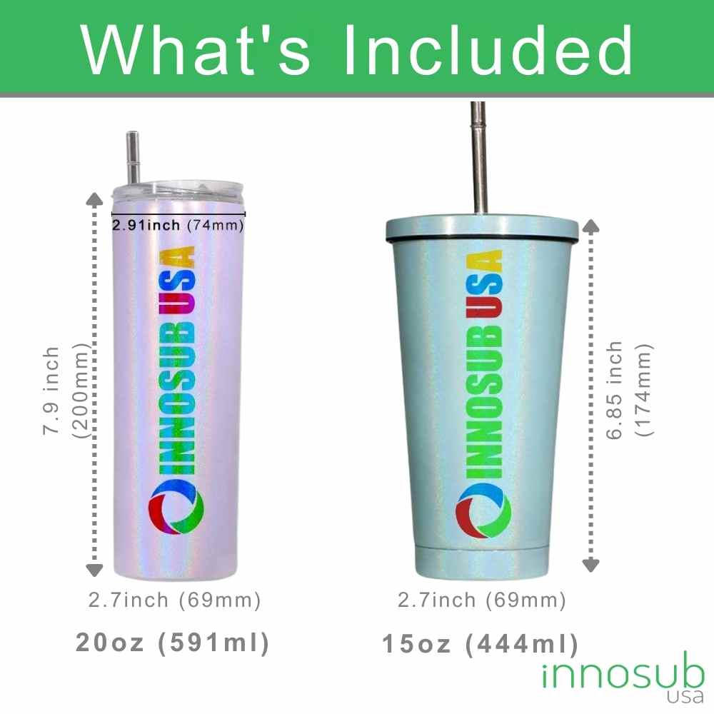 Sublimation Tumbler Blanks 20 Oz  | Glitter Tumblers  | DIY Tumbler Printing - Glitter Finish by INNOSUB USA