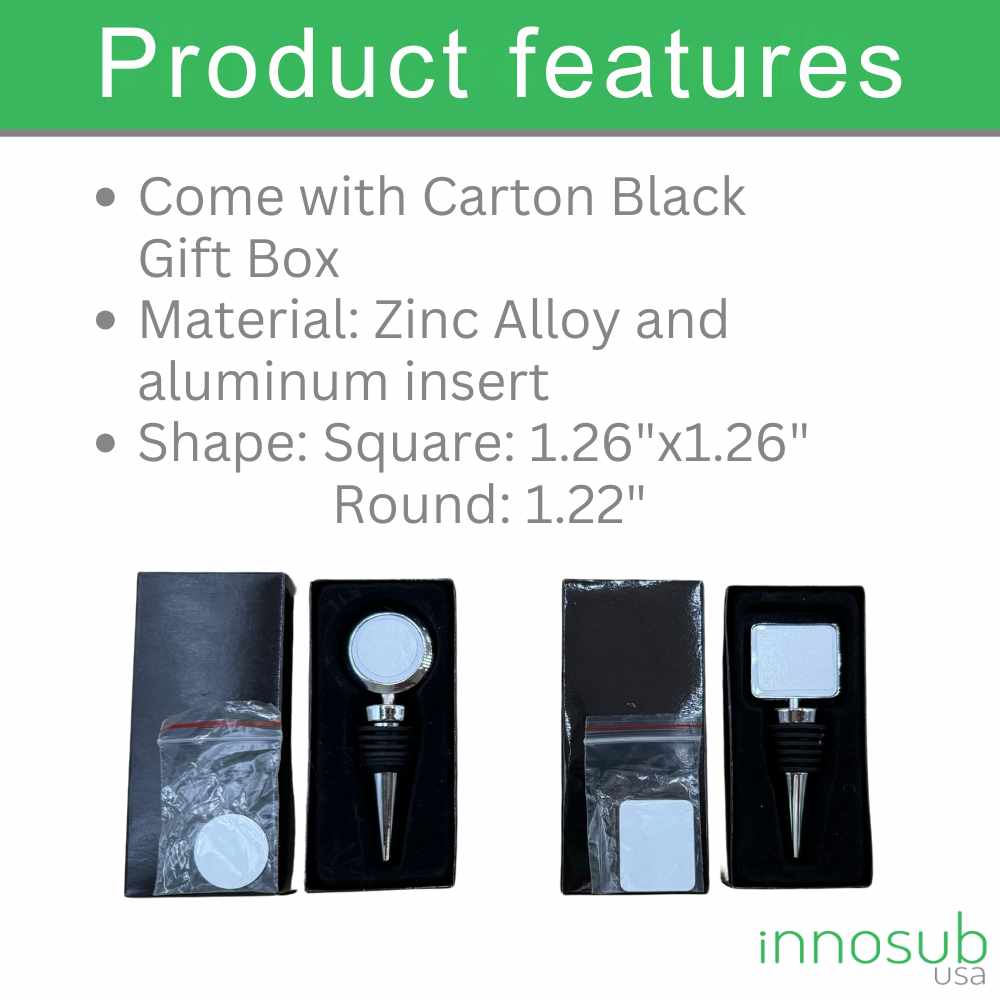 Sublimation Blanks Wine Stopper – Square Shape | Round Shape