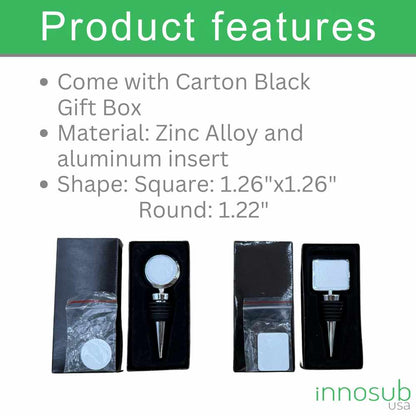 Sublimation Blanks Wine Stopper – Square Shape | Round Shape