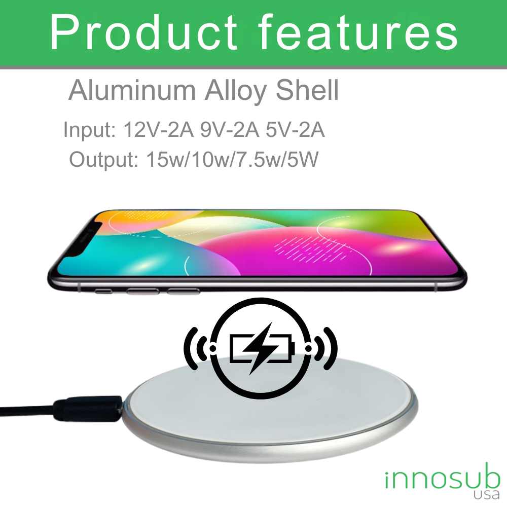 Sublimation Wireless Charging LED Pad Compatible with iPhone & Samsung