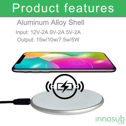 Sublimation Wireless Charging LED Pad Compatible with iPhone & Samsung
