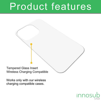 White Glass Spare Inserts for Sublimation Cases Compatible with iPhone - Wireless Charging Compatible