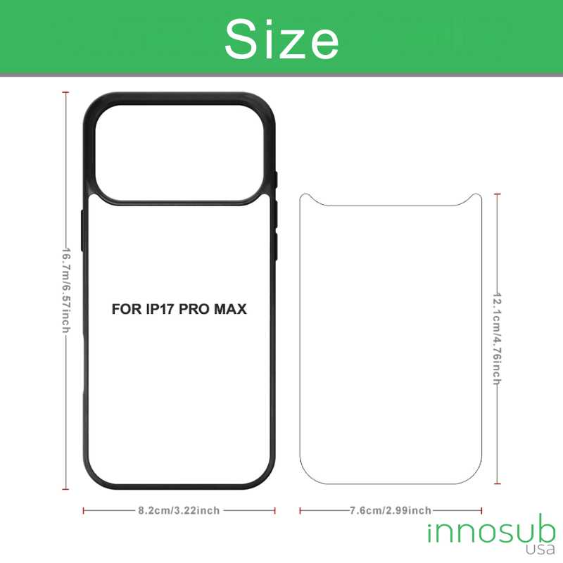 Sublimation Phone Rubber Cases for iPhone 17|16|15|14|13|12|11|Air|Plus|Pro|ProMax - Aluminum Insert